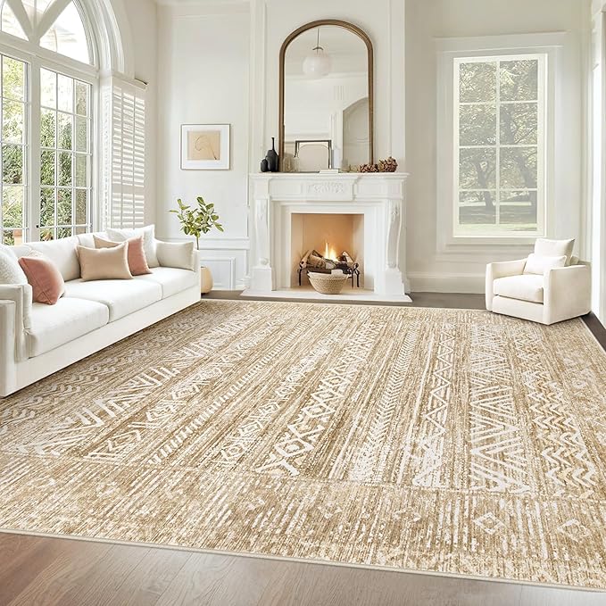 Living Room Rugs 8x10: Washable Moroccan Geometric Boho Rug Farmhouse Non Slip by VECARF