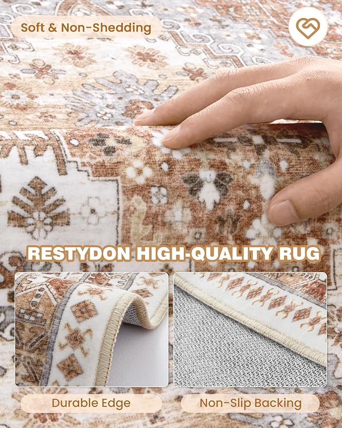 4x12 Runner Rug for Hallway, Low-Pile Wide Runner for Entryway, Long Washable - Image 5