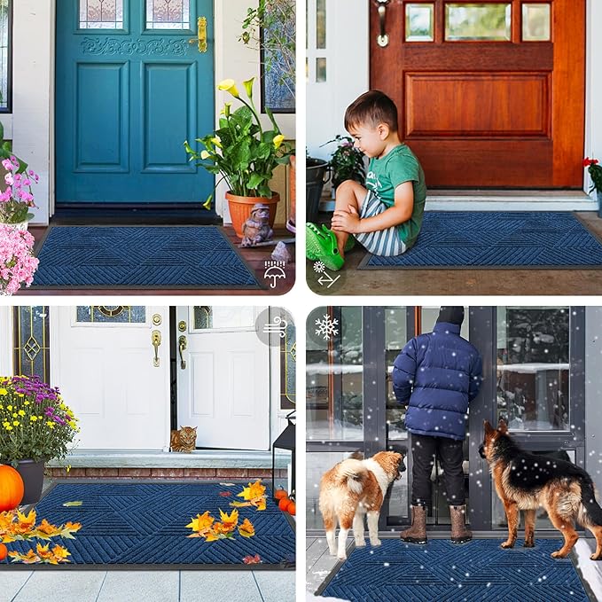 Smiry Front Door Mat Outside Entrance, Heavy Duty Sturdy Natural Rubber Doormat - Image 7