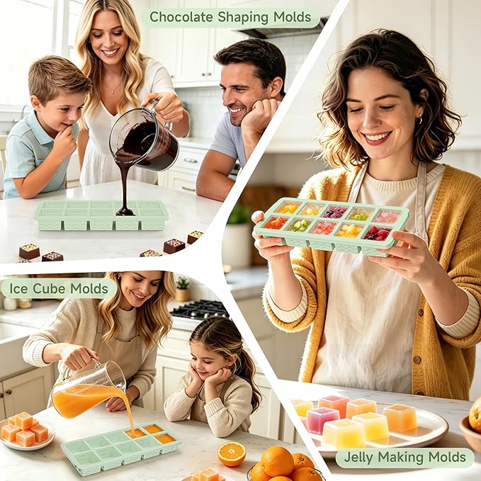 Aopigavi 2-Pack Ice Cube Trays, 10 Cubes 2 Tbsp. Silicone Freezer Molds - Image 7