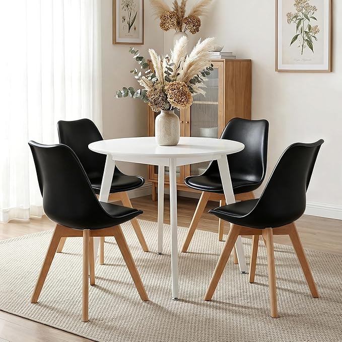 Dining Chairs Set of 4, Modern Upholstered Dining Room Chairs with PU Leather...