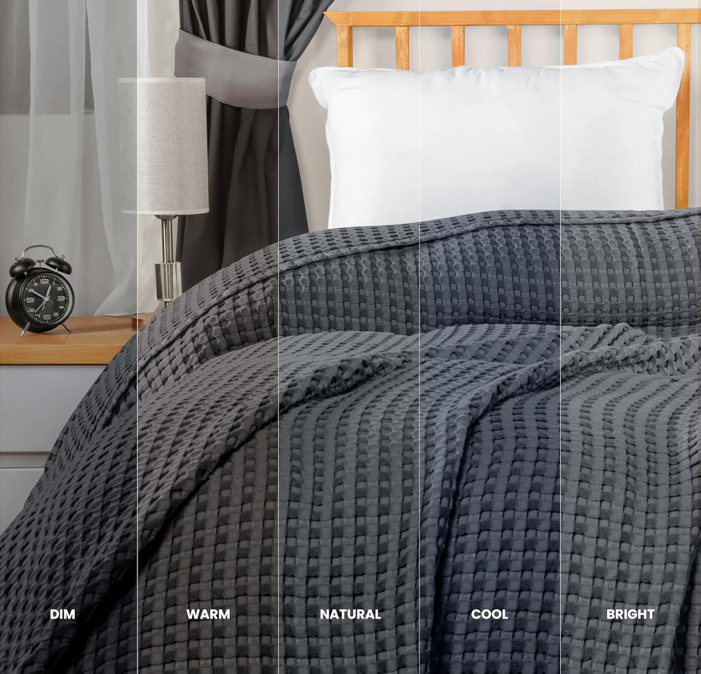 Utopia Bedding 100% Cotton Waffle Blanket Queen Size Charcoal, 90x90 Inch