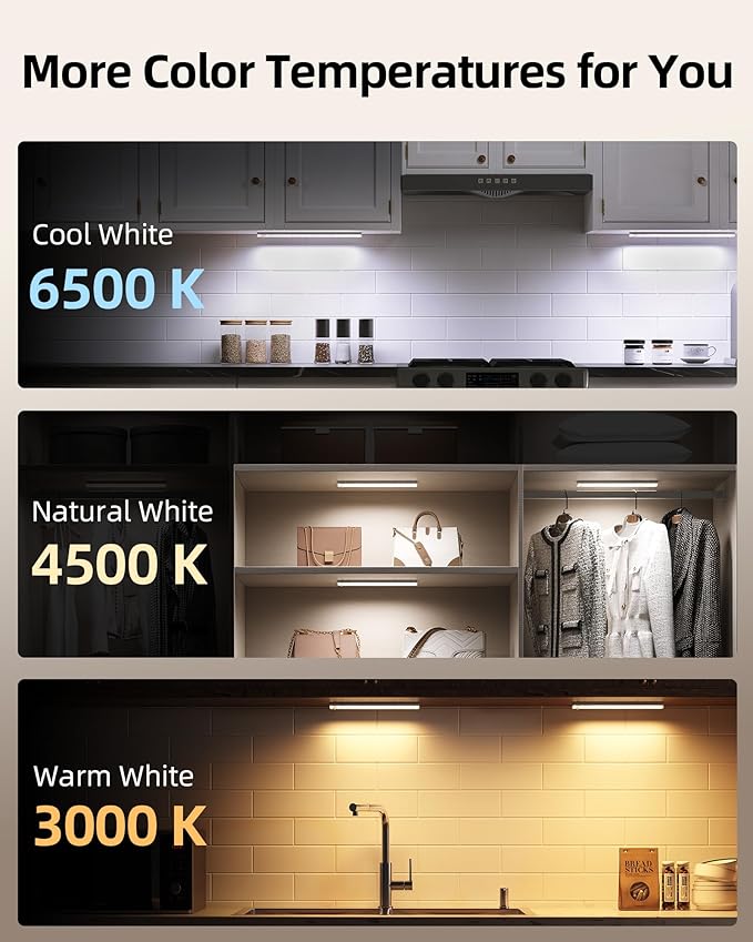 EZVALO 3-Pack Under Cabinet Lighting, 2000mAh Rechargeable Wireless Motion - Image 6