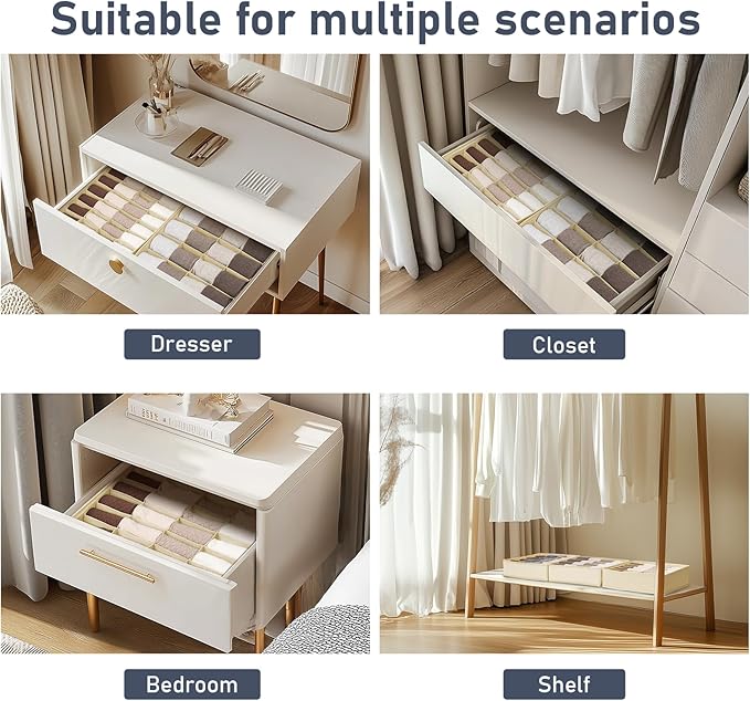 Joyoldelf Sock Drawer Organizer Divider 4 Packs Underwear Organizer, 2 x 24 - Image 6