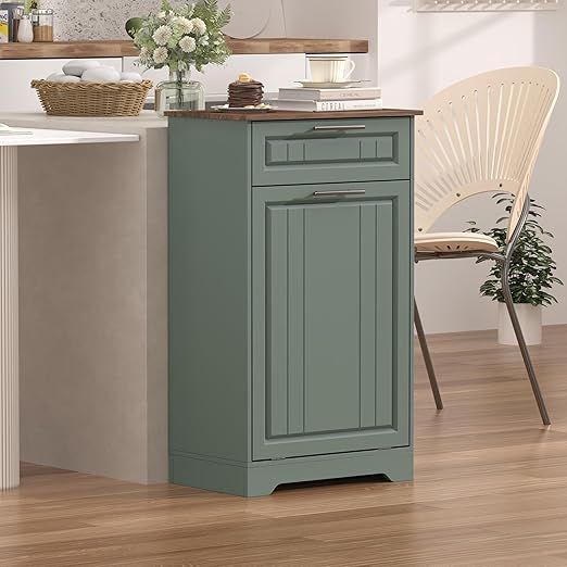 Single 10 Gallon Tilt Out Trash Can Cabinet