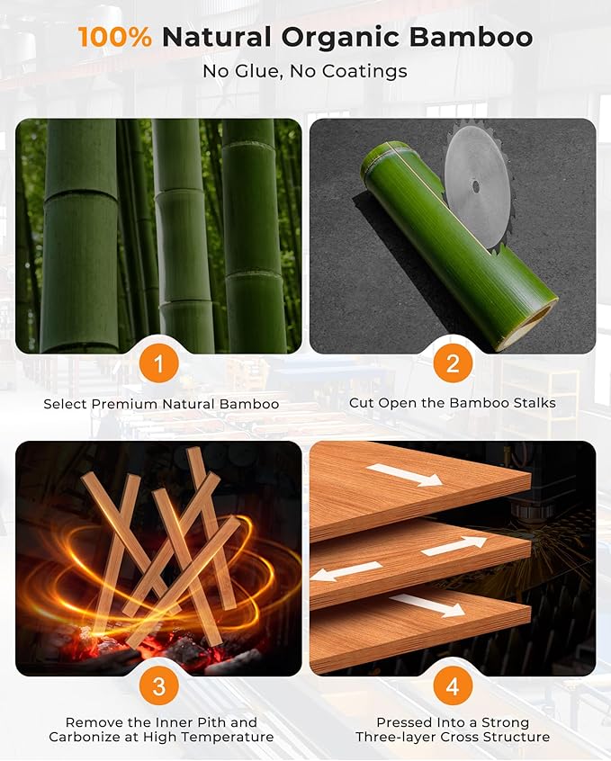 Bamboo Cutting Board for Kitchen, Knife-Friendly Wooden Cutting Boards Set - Image 4