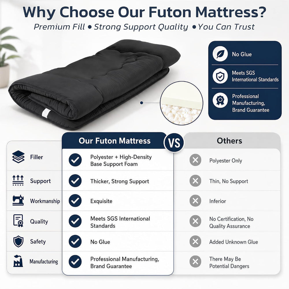 Simple Deluxe 4-Inch Twin Tatami Mattress, Japanese Futon Foldable Mattress w...