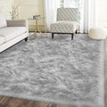 Latepis Washable 5x7 Grey Faux Fur Rugs by Latepis