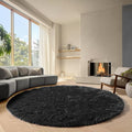 ONASAR Black Round Rugs 8ft for Living Room, Fluffy Bedroom Circle Area Rug by ONASAR