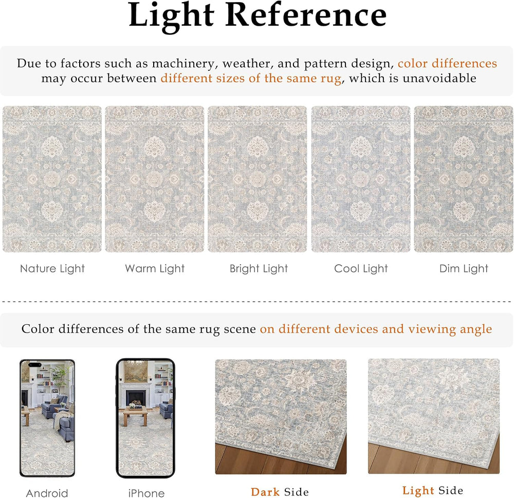 10x14 Blue Cream Neutral Area Rug