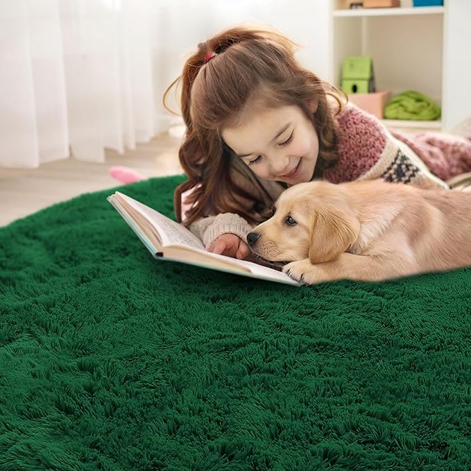 OLANLY Dark Green Round Rugs for Bedroom - Image 5