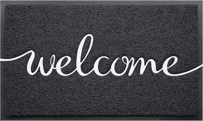 CozyBounty Black Door Mat Welcome Mats Outdoor Indoor Non-Slip Doormat by CozyBounty