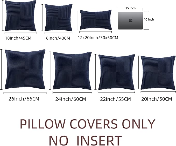 Fancy Homi 2 Packs Navy Blue Samll Decorative Throw Pillow Covers 14x14 Inch - Image 6