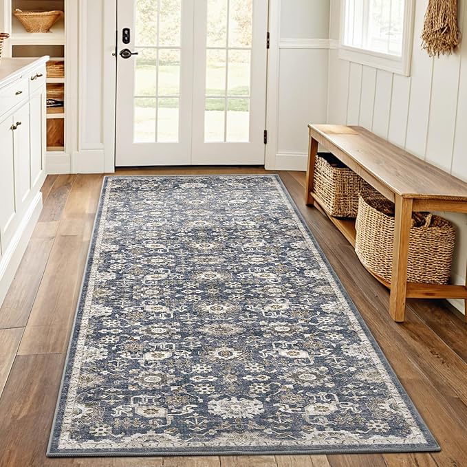 AMADA HOMEFURNISHING 2x5 Washable Runner Rug, Low-Profile Kitchen Rugs by AMADAHOMEFURNISHING