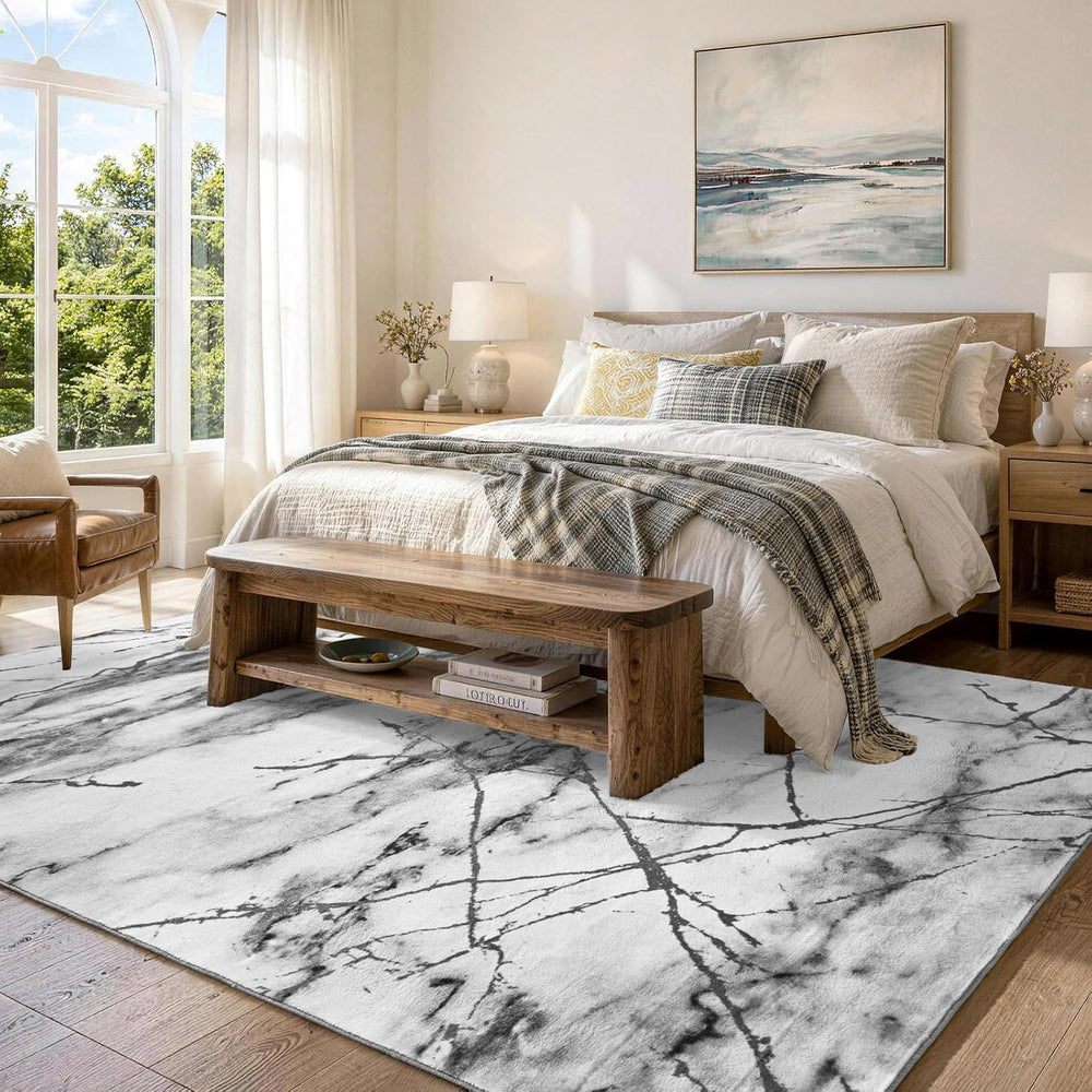 6x9 Washable Non-Slip Area Rug for Living Room (Silver Gray)