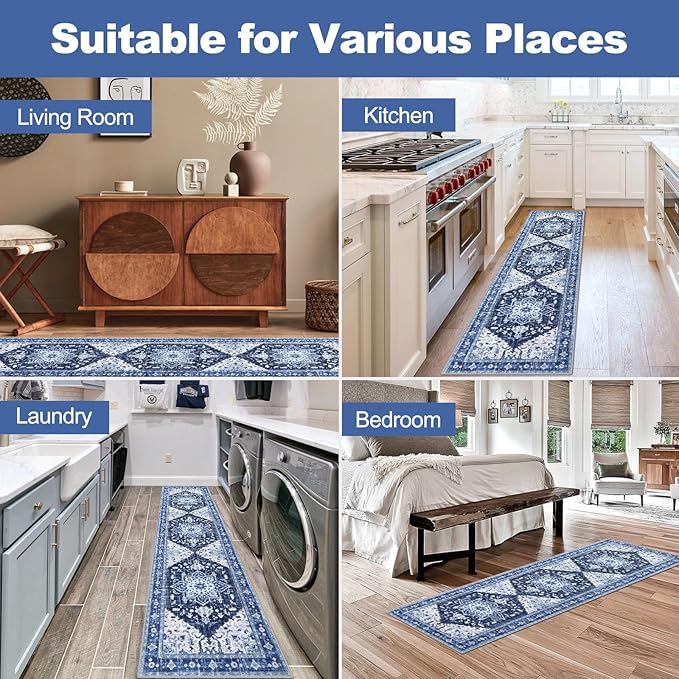 Yamaziot Washable Runner Rug, 2x8 Non-Slip Boho Vintage Hallway Rug Runner - Image 9