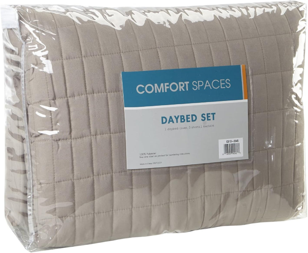 Comfort Spaces Kienna Daybed Cover Set 5 Piece with Bedskirt, 75 x 39 Taupe