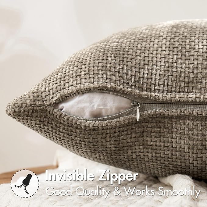 MIULEE Pack of 2 Couch Throw Pillow Covers 18x18 Inch Neutral Khaki Taupe - Image 5