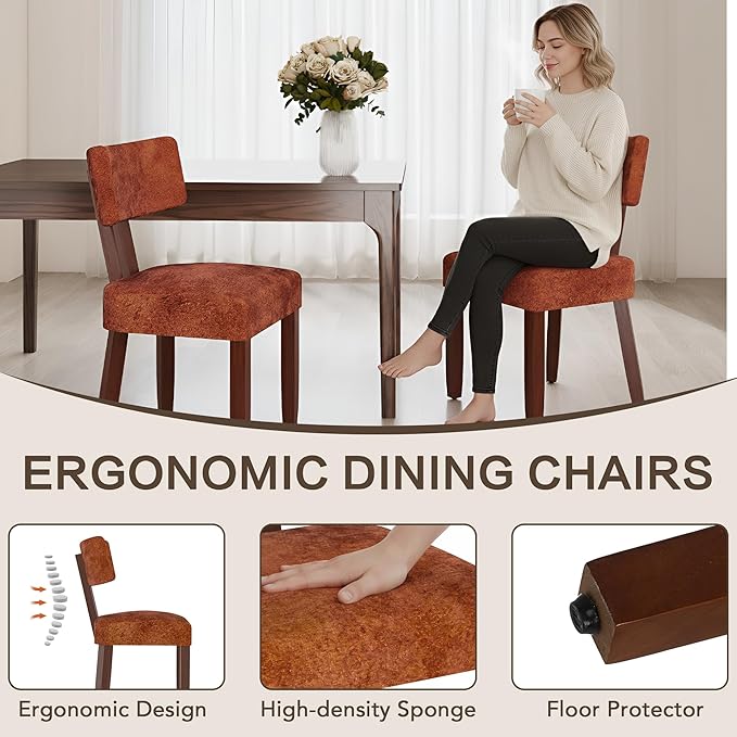 GOTMINSI Mid Century Modern Dining Chairs,Velvet Farmhouse Upholstered Kitche...