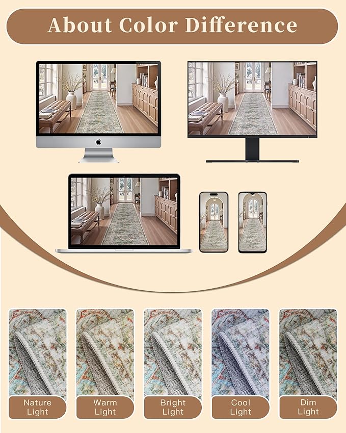 Madane Runner Rugs for Hallway 2x10 Long Washable Non-Slip Hallway Runner Rug - Image 9