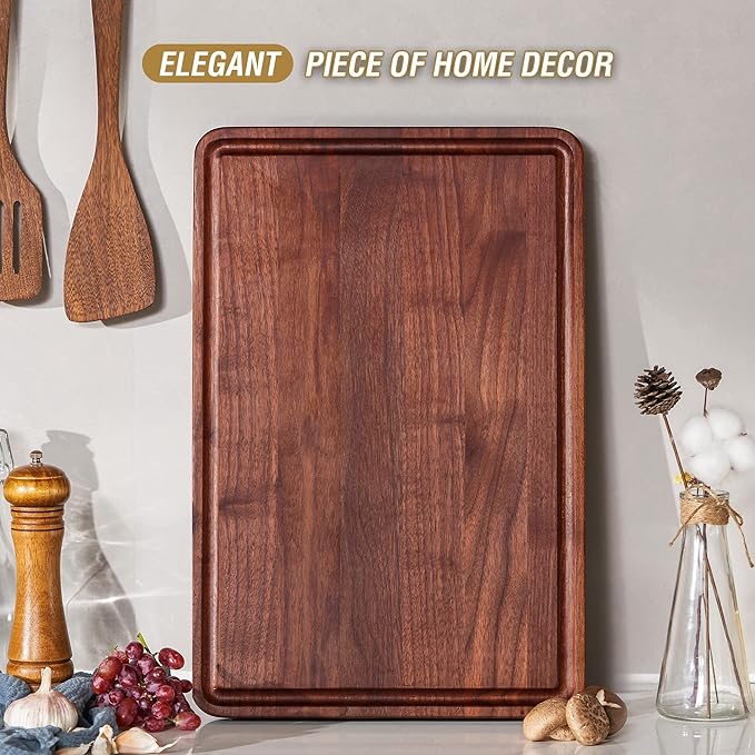 AZRHOM Walnut Wood Cutting Board, 18x12in Large Wooden Chopping Boards - Image 7