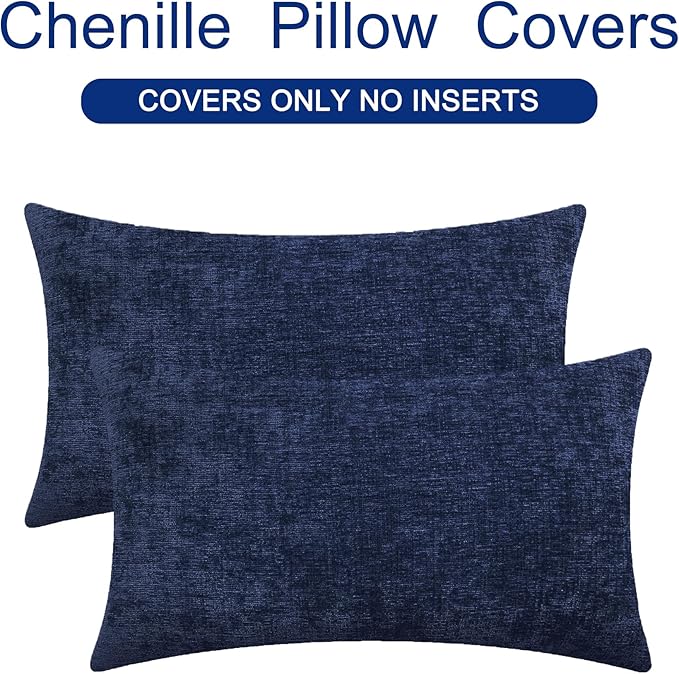CaliTime Throw Pillow Covers Decorative 16 X 26 Inches Pack of 2 Cozy Chenille - Image 6