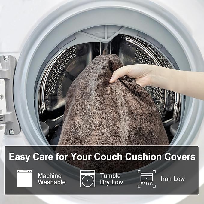 Leather Look Couch Cushion Covers Sofa Seat Slipcovers Sets Couches Furniture - Image 9