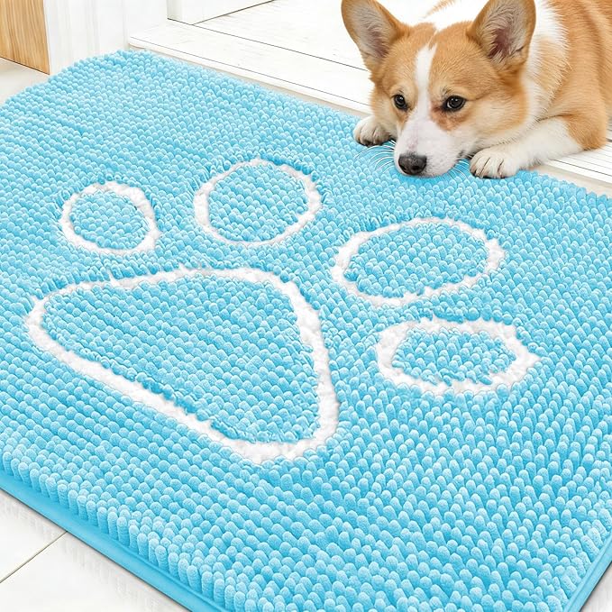 OLANLY Dog Door Mat for Muddy Paws 30x20, Paw Print Design, Absorbs Moisture by OLANLY