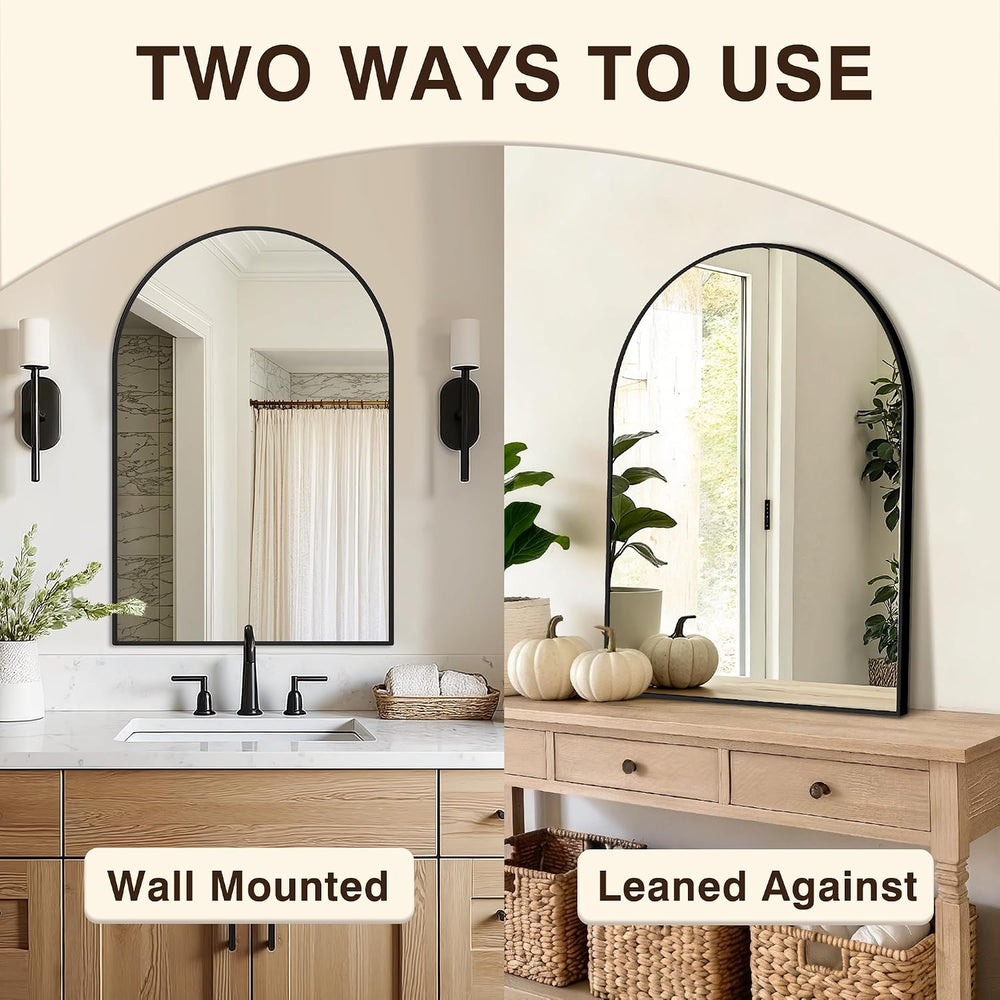 Arched Bathroom Vanity Mirror for over sink, 2 Pack 30”x20”, Black