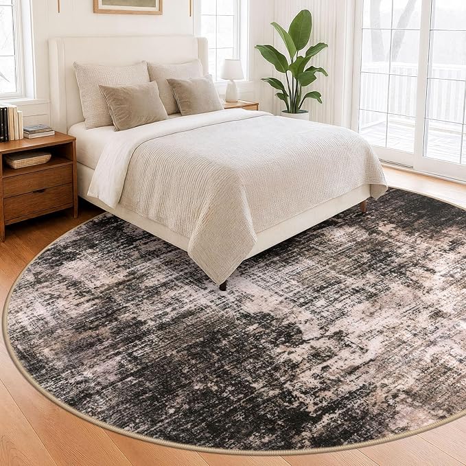 IOHOUZE Abstract Round Area Rug 8 Ft Washable Circle Rugs Large Round Rug Non - Image 7