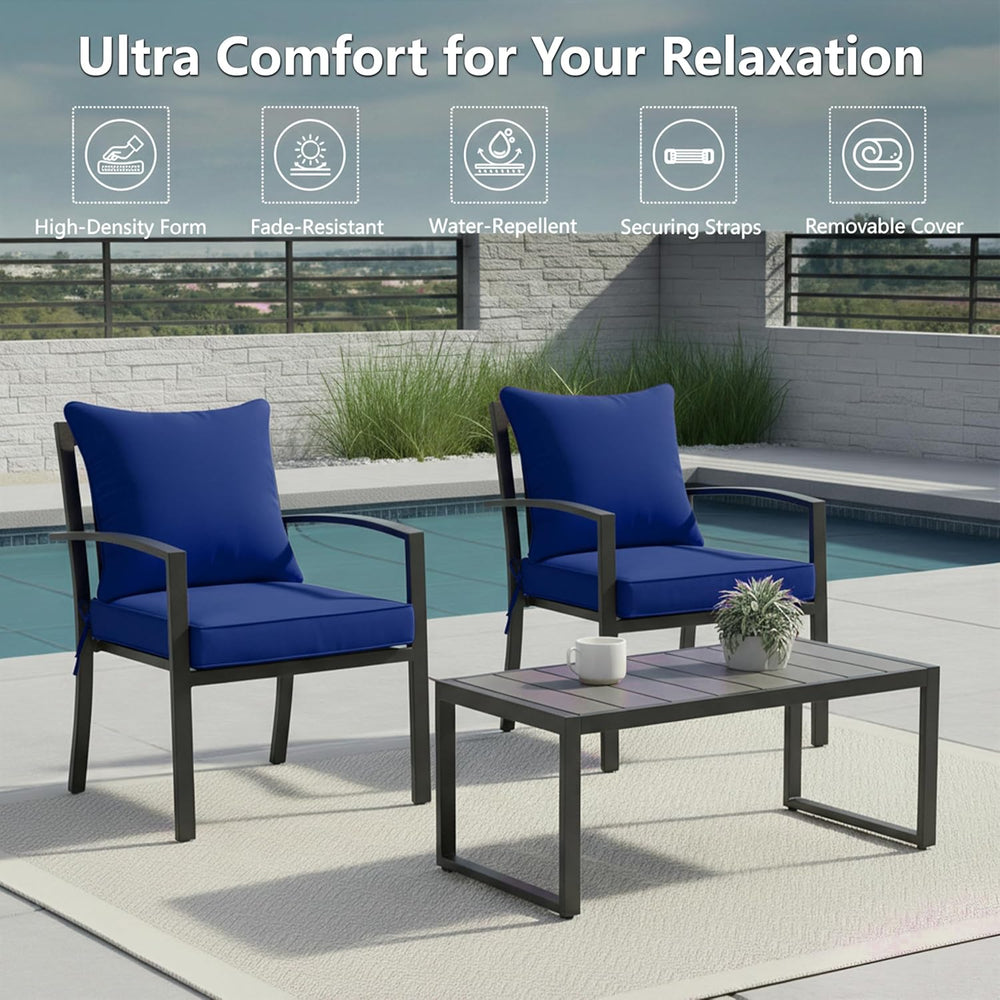 24''x24''x4'' Outdoor Chair Cushions Set of 2, Navy