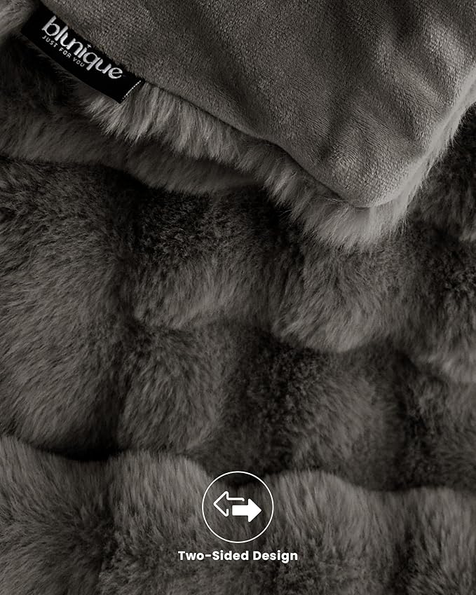 Ultra Soft Cozy Faux Fur Throw Blanket-Fuzzy Plush Thick Bubble Blanket - Image 7