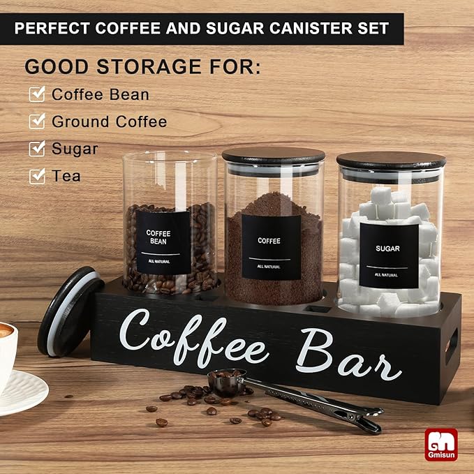 gmisun Coffee Tea Sugar Container Set, Canisters Jars