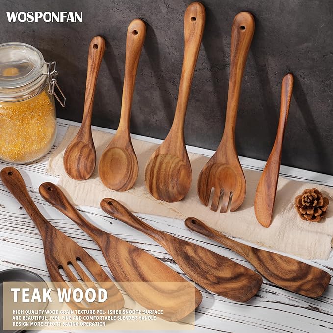 Wooden Cooking Utensils Set, Slotted Spoon, Handmade Modern Kitchen Utensils - Image 4
