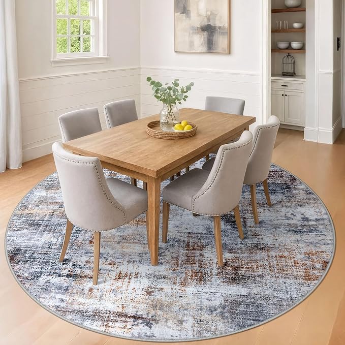 IOHOUZE Abstract Round Area Rug 8 Ft Washable Circle Rugs Large Round Rug Non - Image 2