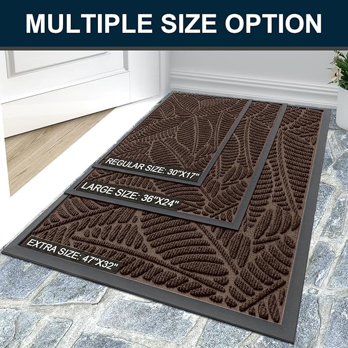 Colorxy Waterproof Doormat, Sturdy Natural Rubber Front Door Mats, Non Slip Low - Image 7