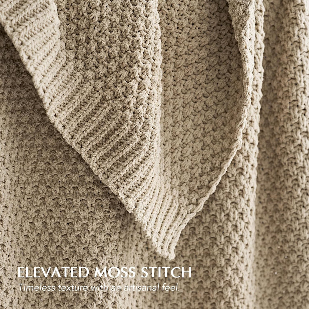 EVERGRACEHOME Chunky Chenille Knit Throw Blanket, 50 x 60, Sand Dune
