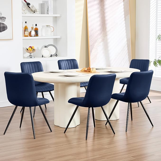 Dining Chairs Set of 5, Modern Dining Chairs with Thick Cushions, PU Leather ...