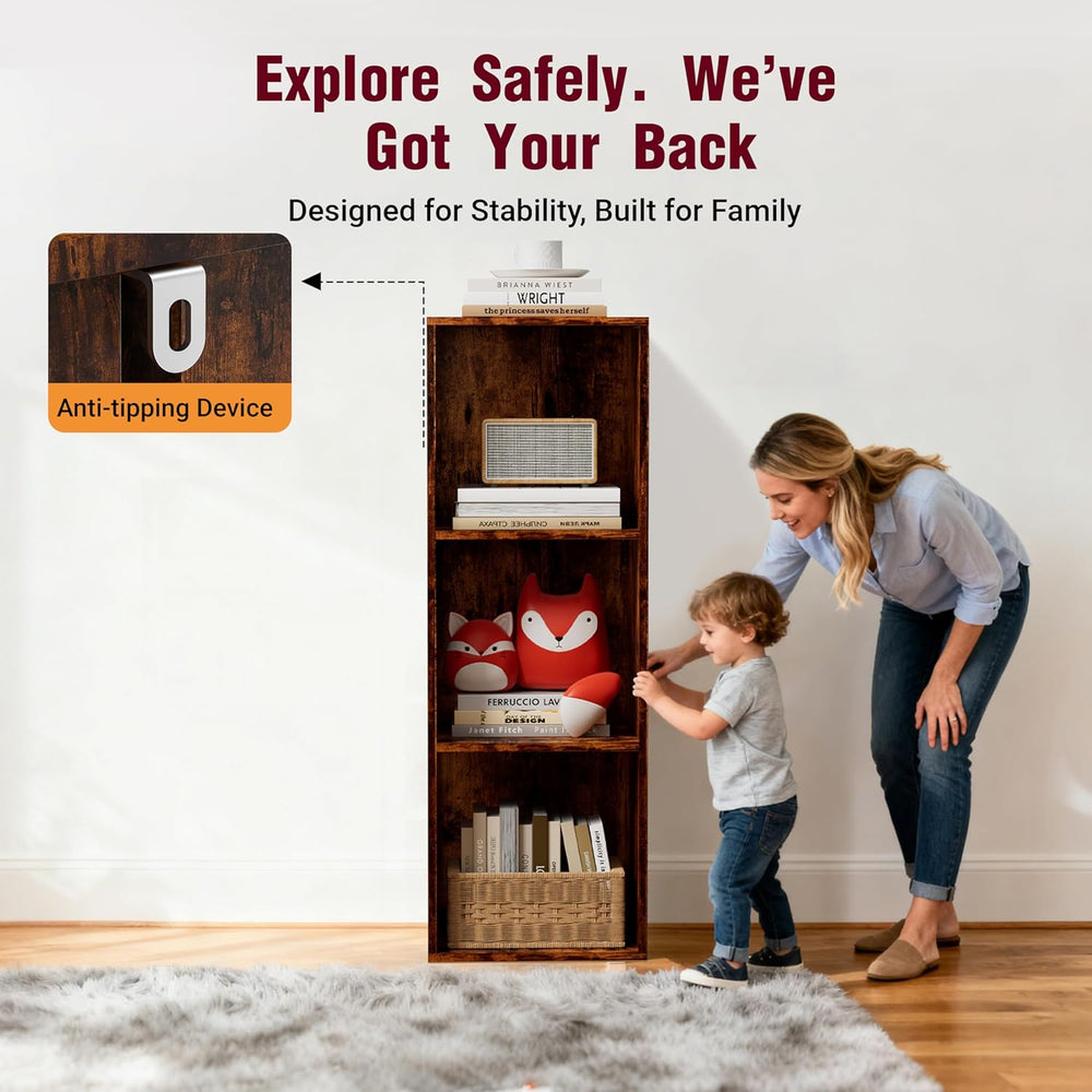 Book Shelf, Wooden Cube Storage Organizer with 11" Open Cubes, Stackable...