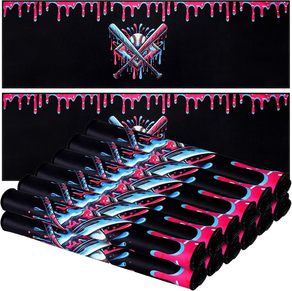 Lounsweer Ice Cream Pattern Drip Baseball Beach Towel 40"x12" Swim Pool Towel Cooling Baseball Softball Team Gift Youth Gift for Hot Weather Workout Gym Sport Party Favors(12 Pcs)