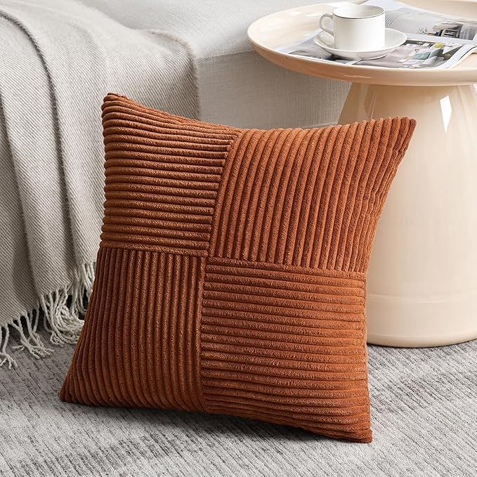 Fancy Homi 2 Packs Rust Samll Decorative Throw Pillow Covers 14x14 Inch - Image 2