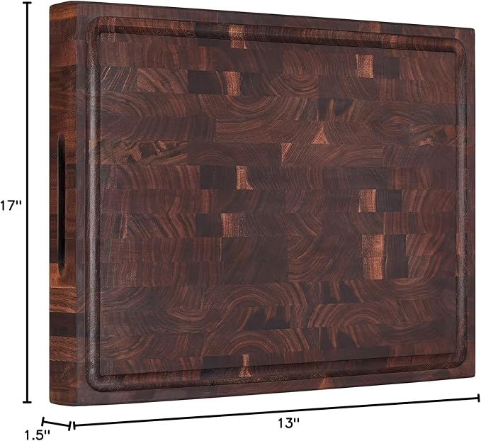 AZRHOM Large End Grain Walnut Wood Cutting Board 17x13x1.5 in Thick Butcher - Image 9