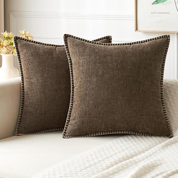 MIULEE Pack of 2 Couch Throw Pillow Covers 18x18 Inch Brown Farmhouse by MIULEE