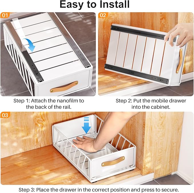 4Pack Pull out Cabinet Organizer, Heavy Duty Slide out Pantry Shelves Drawer - Image 8