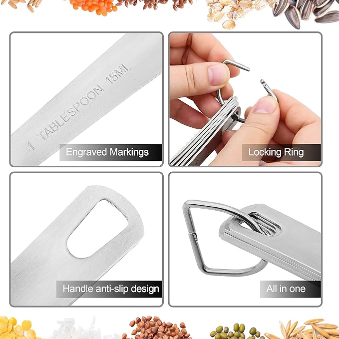 Measuring Cups and Spoons Set, 18/8 Stainless Steel Measuring Cups and Spoons - Image 7