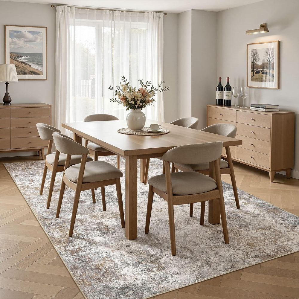 UERMEI 6x9 Area Rug Living Room Rugs - Washable Neutral Modern Abstract Soft ...