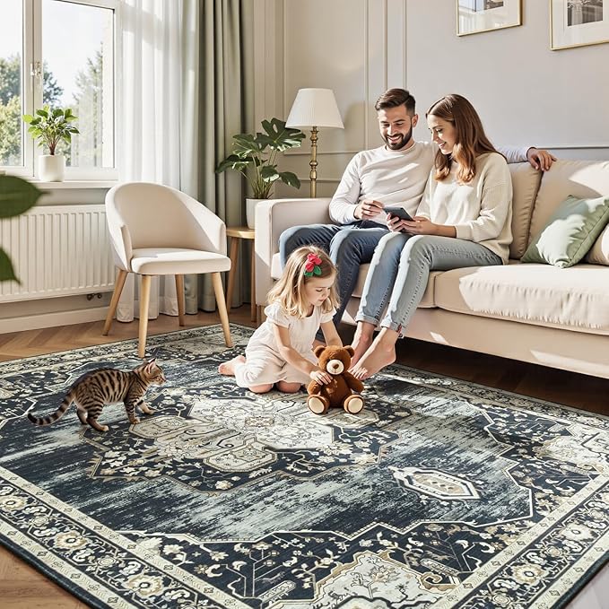 Lofus 8x10 Washable Area Rug, Vintage Floral Rugs - Image 7