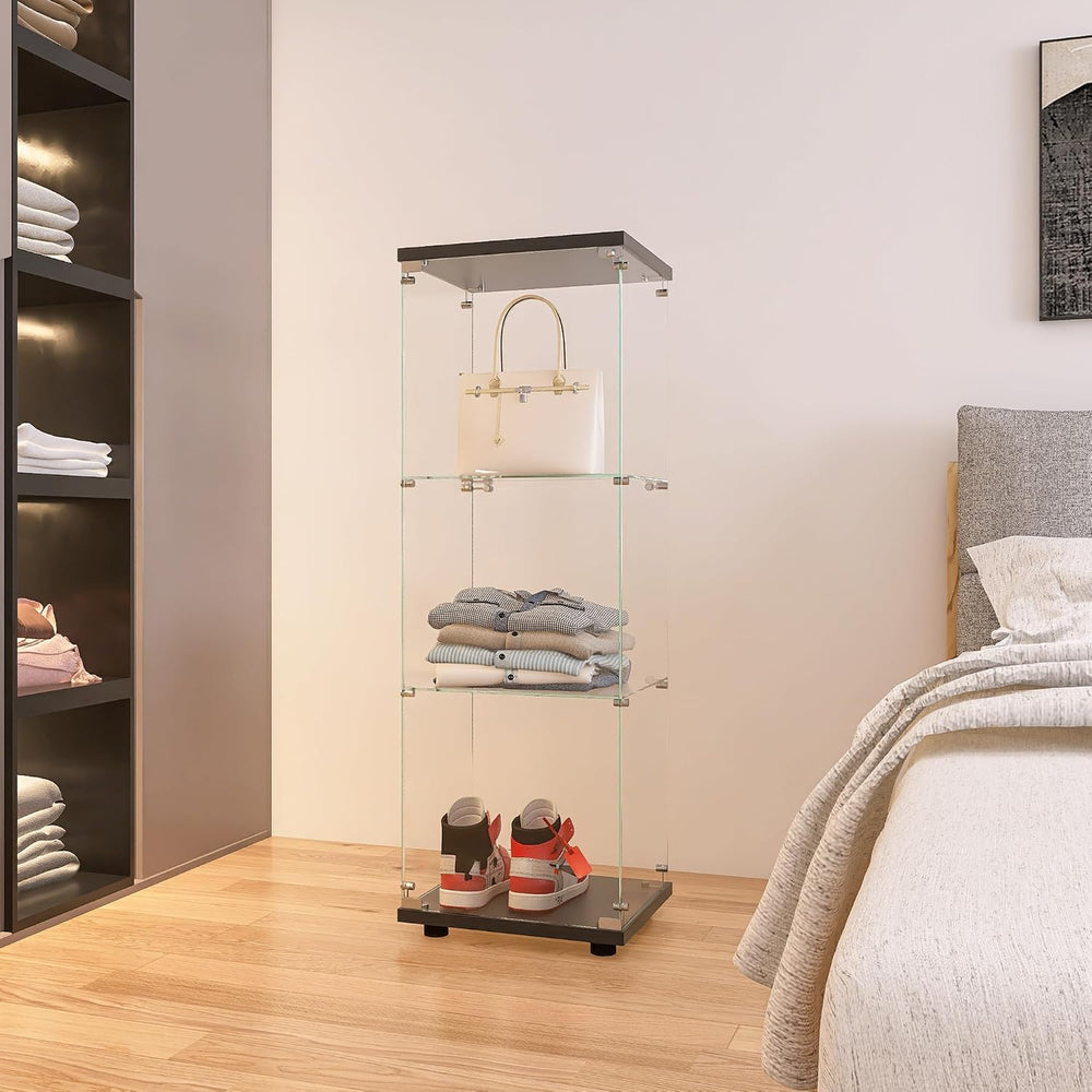 Modern 49'' Contemporary 3-Shelf Case Glass Display Cabinet in Clear ...