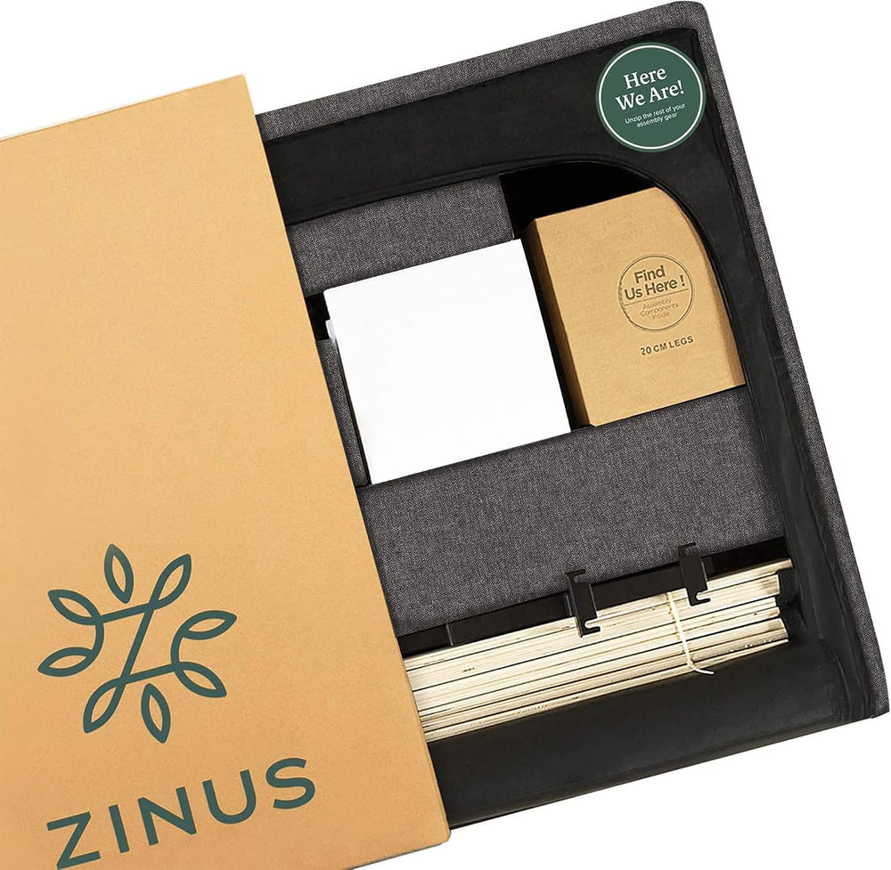 Zinus Judy Upholstered Platform Bed Frame, Mattress Foundation, Wood Slat Sup...