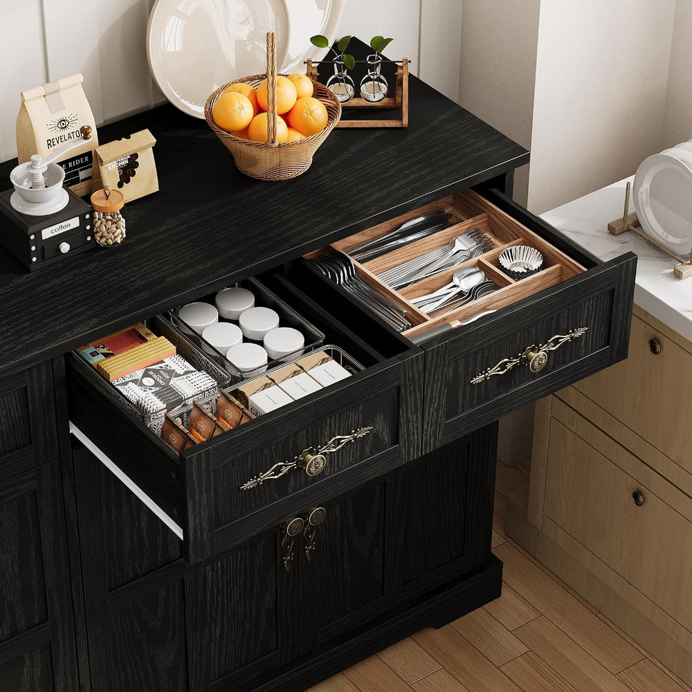 Garvee 60" W Sideboard Buffet Cabinet with Storage, Kitchen Cabinet, Black
